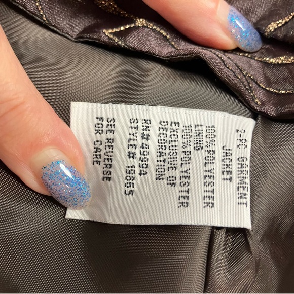 R&M Richard’s, 2 pc pant suit, dark brown/gold, 6P - Picture 6 of 7